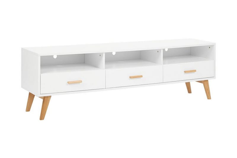 Alfambra Lång Golvstående Tv Bänk 180 cm med Förvaring i Ek - Vit - Möbler - Vardagsrum - Tv-möbler & mediamöbler - Tv-bänkar