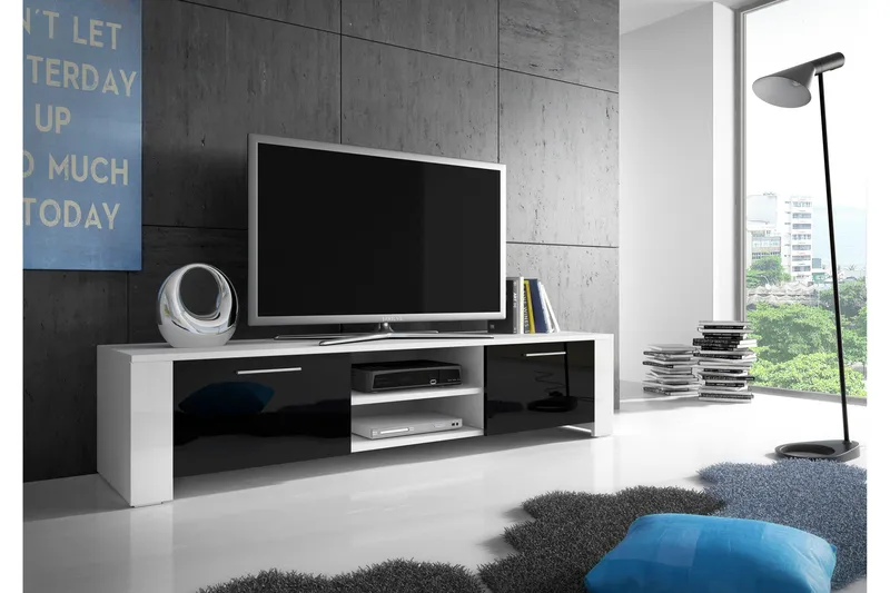 Aliza TV-bänk 166 cm, Vit/Svart