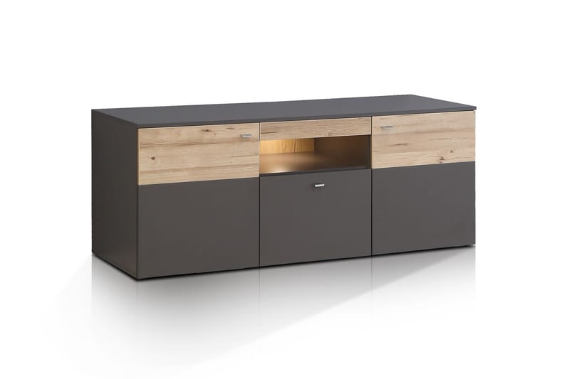 ALLENA TV-bänk 150 cm 2 Dörrar Låda inkl Belysning Plank Ek/ - Möbler - Vardagsrum - Tv-möbler & mediamöbler - Tv-bänkar
