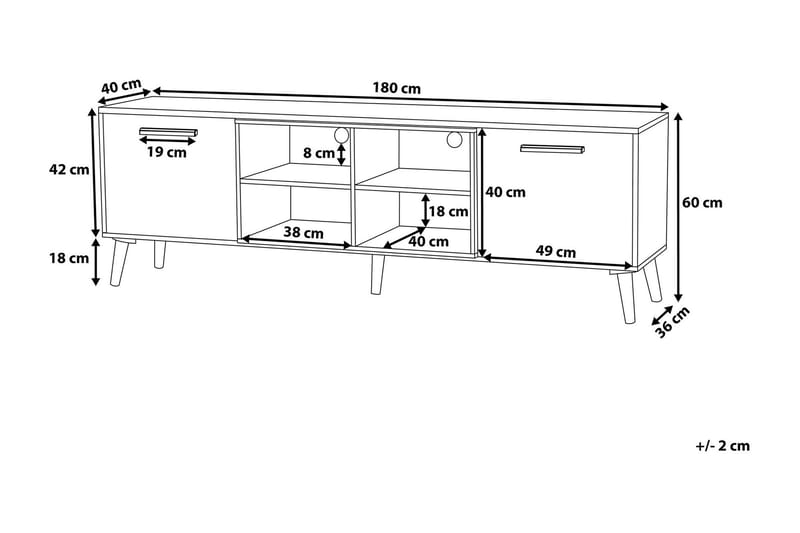 Alloa Golvstående TV Bänk 180 cm med Förvaring i Ljust Trä - Vit - Möbler - Vardagsrum - Tv-möbler & mediamöbler - Tv-bänkar