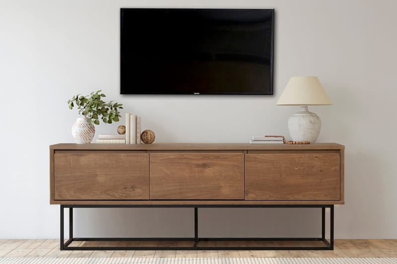 ALYKES Tv-bänk 140 cm Mörkbrun/Svart - Möbler - Vardagsrum - Tv-möbler & mediamöbler - Tv-bänkar
