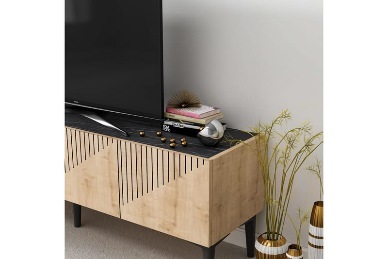 AMDEL Tv-bänk 154 cm Ljus Natur/Svart - Möbler - Vardagsrum - Tv-möbler & mediamöbler - Tv-bänkar