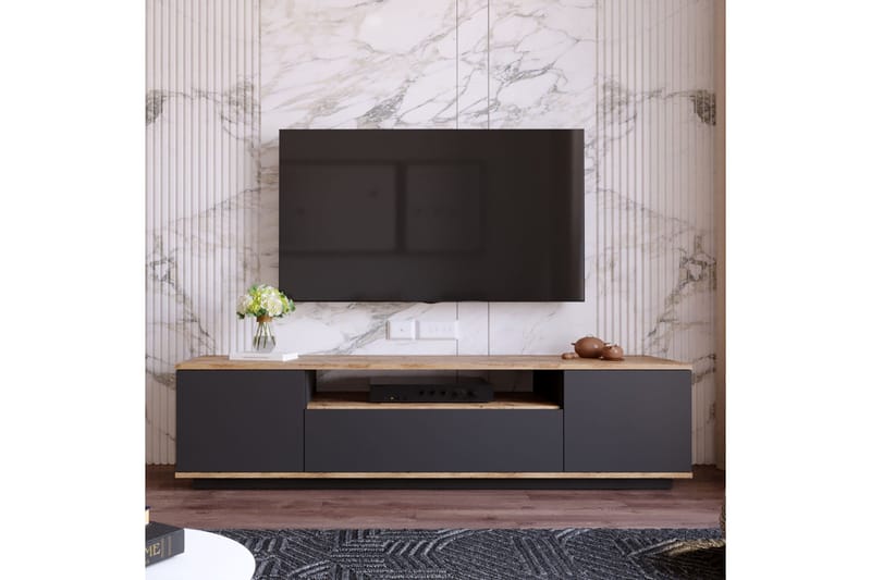 Anari Tv-bänk 180 cm med Hylla - Antracit/Natur - Möbler - Vardagsrum - Tv-möbler & mediamöbler - Tv-bänkar