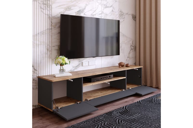 Anari Tv-bänk 180 cm med Hylla - Antracit/Natur - Möbler - Vardagsrum - Tv-möbler & mediamöbler - Tv-bänkar