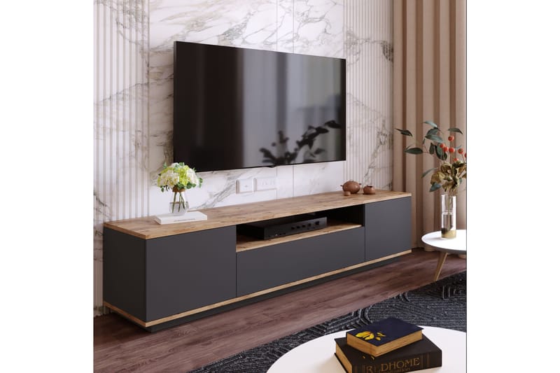 Anari Tv-bänk 180 cm med Hylla - Antracit/Natur - Möbler - Vardagsrum - Tv-möbler & mediamöbler - Tv-bänkar