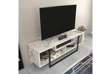 Andifli Golvstående Tv-bänk 120 cm med Förvaring i Trä med Metallunderrede - Vit - Möbler - Vardagsrum - Tv-möbler & mediamöbler - Tv-bänkar