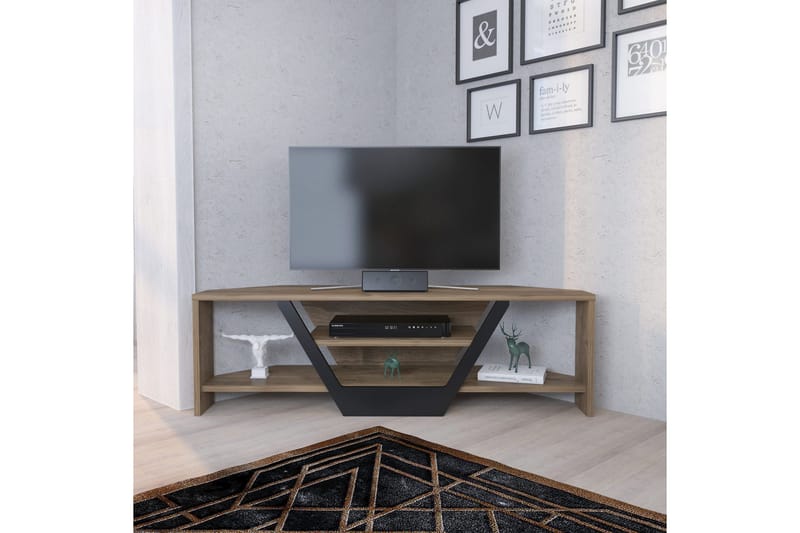 Andifli Golvstående Tv Bänk 120 cm med Förvaring i Valnöt - Brun - Möbler - Vardagsrum - Tv-möbler & mediamöbler - Tv-bänkar