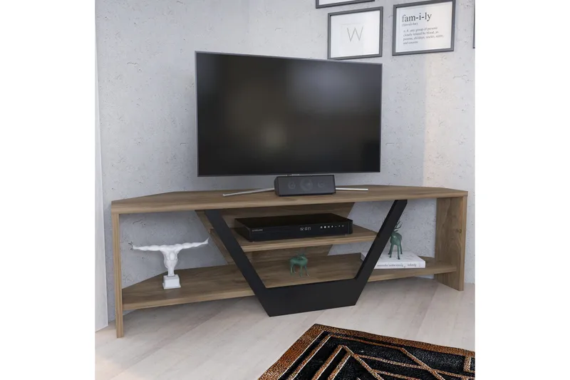 Andifli Golvstående Tv Bänk 120 cm med Förvaring i Valnöt - Brun - Möbler - Vardagsrum - Tv-möbler & mediamöbler - Tv-bänkar
