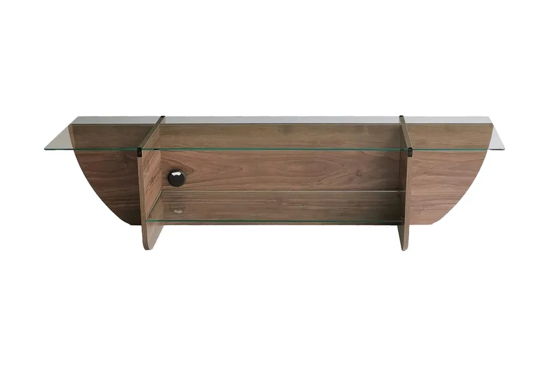 Andifli Golvstående TV-bänk 158 cm med Förvaring i Trä med Glasskiva, Brun