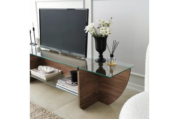 Andifli Golvstående TV-bänk 158 cm med Förvaring i Trä med Glasskiva - Brun - Möbler - Vardagsrum - Tv-möbler & mediamöbler - Tv-bänkar