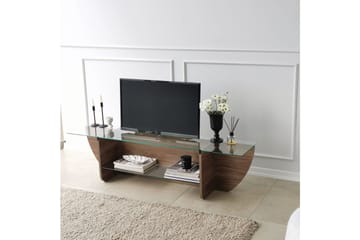 Andifli Golvstående TV-bänk 158 cm med Förvaring i Trä med Glasskiva - Brun - Möbler - Vardagsrum - Tv-möbler & mediamöbler - Tv-bänkar