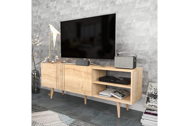 Andifli Golvstående TV-bänk 160 cm med Förvaring i Ek - Beige - Möbler - Vardagsrum - Tv-möbler & mediamöbler - Tv-bänkar