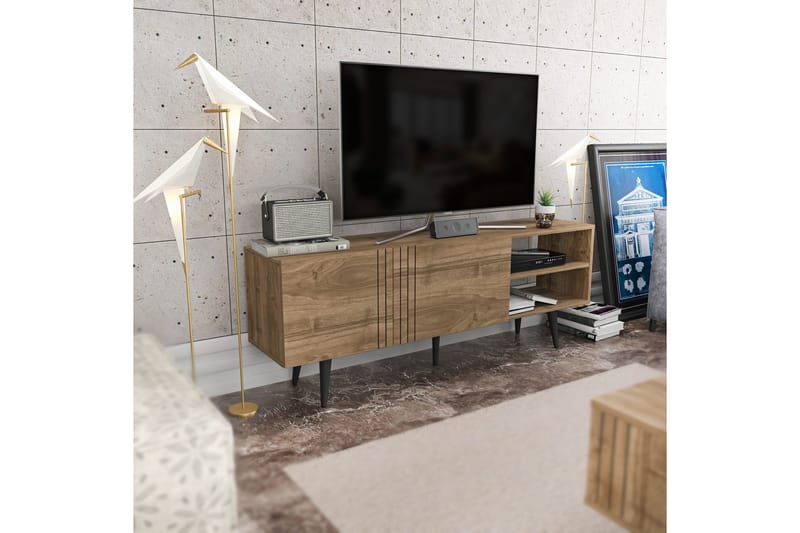 Andifli Golvstående Tv-bänk 160 cm med Förvaring i Mörkt Trä - Brun - Möbler - Vardagsrum - Tv-möbler & mediamöbler - Tv-bänkar