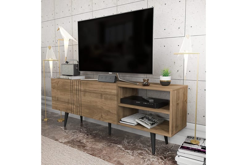 Andifli Golvstående Tv-bänk 160 cm med Förvaring i Mörkt Trä - Brun - Möbler - Vardagsrum - Tv-möbler & mediamöbler - Tv-bänkar