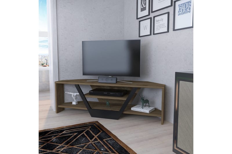 Andifli Hörn Tv Bänk 120 cm med Förvaring i Mörkt Trä - Brun - Möbler - Vardagsrum - Tv-möbler & mediamöbler - Tv-bänkar