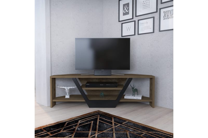 Andifli Hörn Tv Bänk 120 cm med Förvaring i Mörkt Trä - Brun - Möbler - Vardagsrum - Tv-möbler & mediamöbler - Tv-bänkar