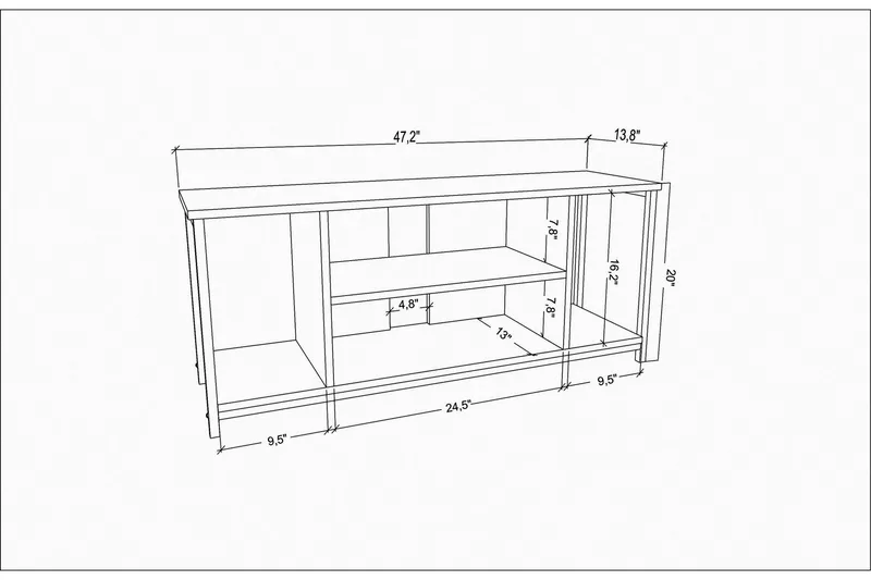 Andifli Tv-bänk 120x50,8 cm - Svart - Möbler - Vardagsrum - Tv-möbler & mediamöbler - Tv-bänkar