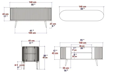Andifli Tv-bänk 140x64 cm - Brun - Möbler - Vardagsrum - Tv-möbler & mediamöbler - Tv-bänkar