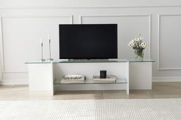 Andifli Tv Bänk 158 cm med Förvaring i Glas med Träunderrede - Klar - Möbler - Vardagsrum - Tv-möbler & mediamöbler - Tv-bänkar