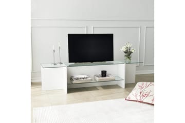 Andifli Tv Bänk 158 cm med Förvaring i Glas med Träunderrede - Klar - Möbler - Vardagsrum - Tv-möbler & mediamöbler - Tv-bänkar