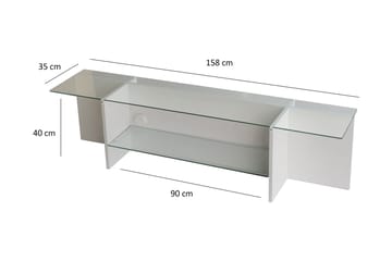 Andifli Tv Bänk 158 cm med Förvaring i Glas med Träunderrede - Klar - Möbler - Vardagsrum - Tv-möbler & mediamöbler - Tv-bänkar