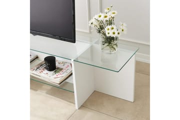 Andifli Tv Bänk 158 cm med Förvaring i Glas med Träunderrede - Klar - Möbler - Vardagsrum - Tv-möbler & mediamöbler - Tv-bänkar