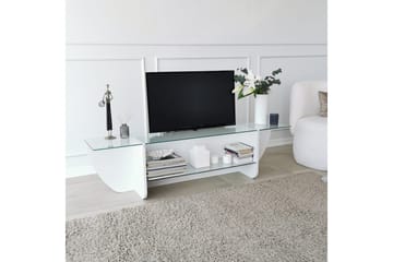 Andifli TV Bänk 158 cm med Förvaring i Glas med Träunderrede - Transparent - Möbler - Vardagsrum - Tv-möbler & mediamöbler - Tv-bänkar