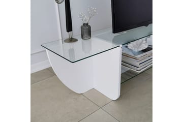 Andifli TV Bänk 158 cm med Förvaring i Glas med Träunderrede - Transparent - Möbler - Vardagsrum - Tv-möbler & mediamöbler - Tv-bänkar