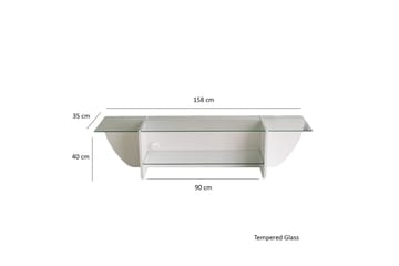 Andifli TV Bänk 158 cm med Förvaring i Glas med Träunderrede - Transparent - Möbler - Vardagsrum - Tv-möbler & mediamöbler - Tv-bänkar