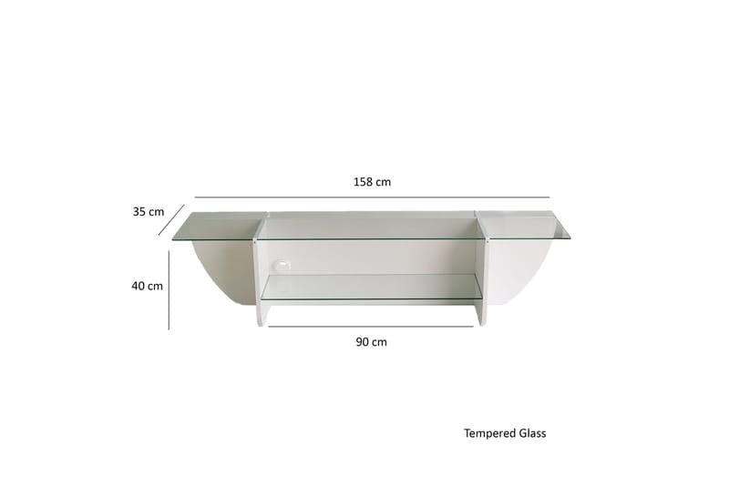 Andifli TV Bänk 158 cm med Förvaring i Glas med Träunderrede - Transparent - Möbler - Vardagsrum - Tv-möbler & mediamöbler - Tv-bänkar