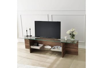 Andifli TV-bänk 158 cm med Förvaring i Trä med Glasskiva - Brun - Möbler - Vardagsrum - Tv-möbler & mediamöbler - Tv-bänkar