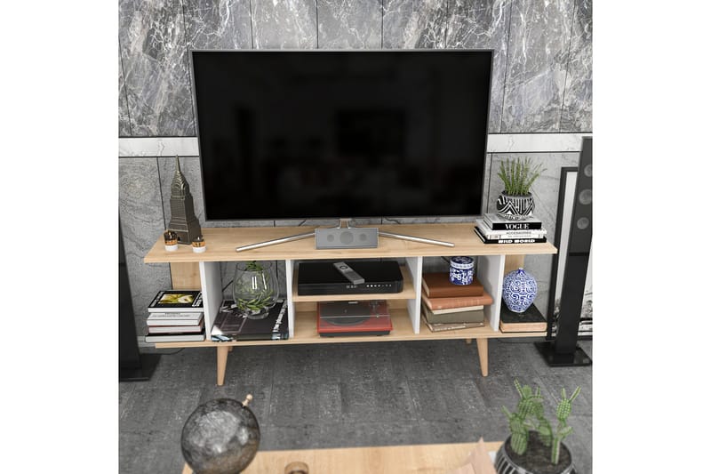 Andifli TV-bänk 160 cm med Förvaring i Trä med Plastben - Beige - Möbler - Vardagsrum - Tv-möbler & mediamöbler - Tv-bänkar