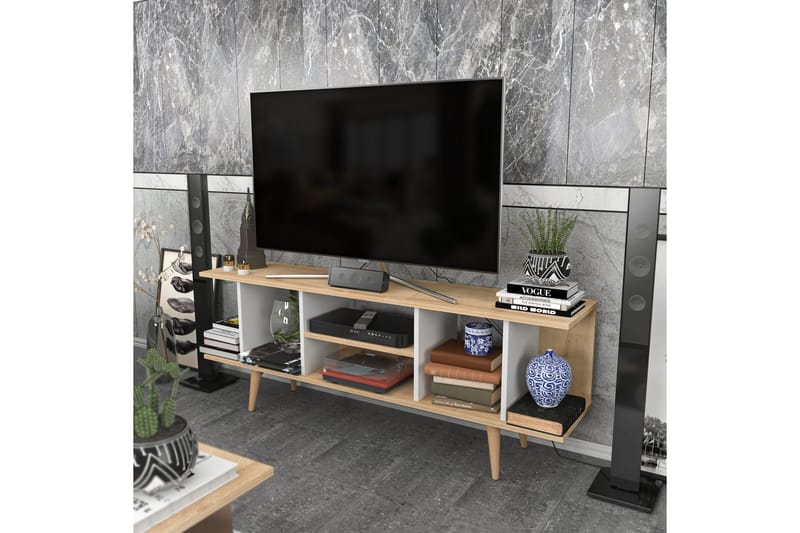 Andifli TV-bänk 160 cm med Förvaring i Trä med Plastben - Beige - Möbler - Vardagsrum - Tv-möbler & mediamöbler - Tv-bänkar