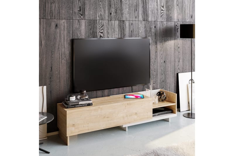 Andifli Tv-bänk 165x41 cm med Förvaring i Trä - Beige - Möbler - Vardagsrum - Tv-möbler & mediamöbler - Tv-bänkar