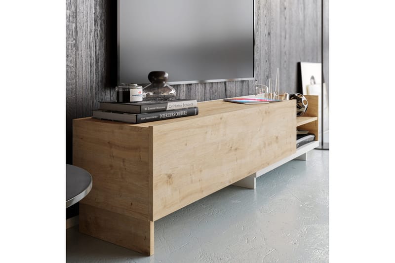 Andifli Tv-bänk 165x41 cm med Förvaring i Trä - Beige - Möbler - Vardagsrum - Tv-möbler & mediamöbler - Tv-bänkar