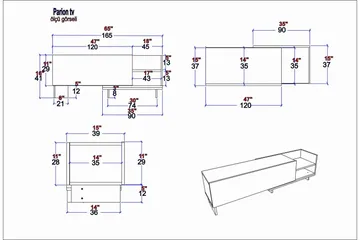 Andifli Tv-bänk 165x41 cm - Vit - Möbler - Vardagsrum - Tv-möbler & mediamöbler - Tv-bänkar