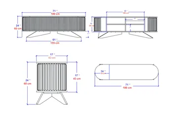 Andifli Tv-bänk 180x60 cm - Antracit - Möbler - Vardagsrum - Tv-möbler & mediamöbler - Tv-bänkar