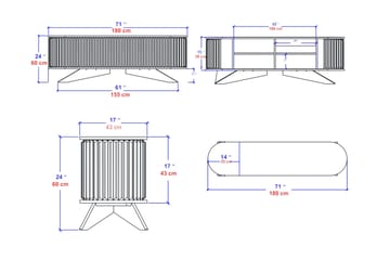 Andifli Tv-bänk 180x60 cm - Blå - Möbler - Vardagsrum - Tv-möbler & mediamöbler - Tv-bänkar