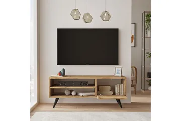 Aniza Golvstående TV Bänk 110 cm med Förvaring i Ljust Trä - Brun - Möbler - Vardagsrum - Tv-möbler & mediamöbler - Tv-bänkar