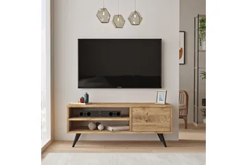 Aniza Golvstående TV Bänk 110 cm med Förvaring i Ljust Trä - Brun - Möbler - Vardagsrum - Tv-möbler & mediamöbler - Tv-bänkar