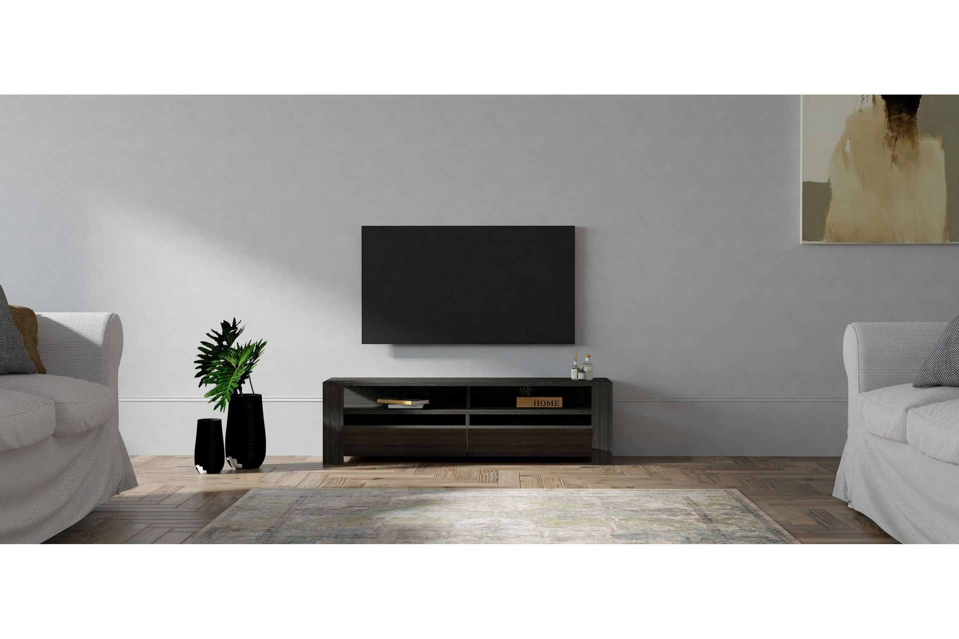 ANRON Tv-bänk 140 cm Antracit - Möbler - Vardagsrum - Tv-möbler & mediamöbler - Tv-bänkar