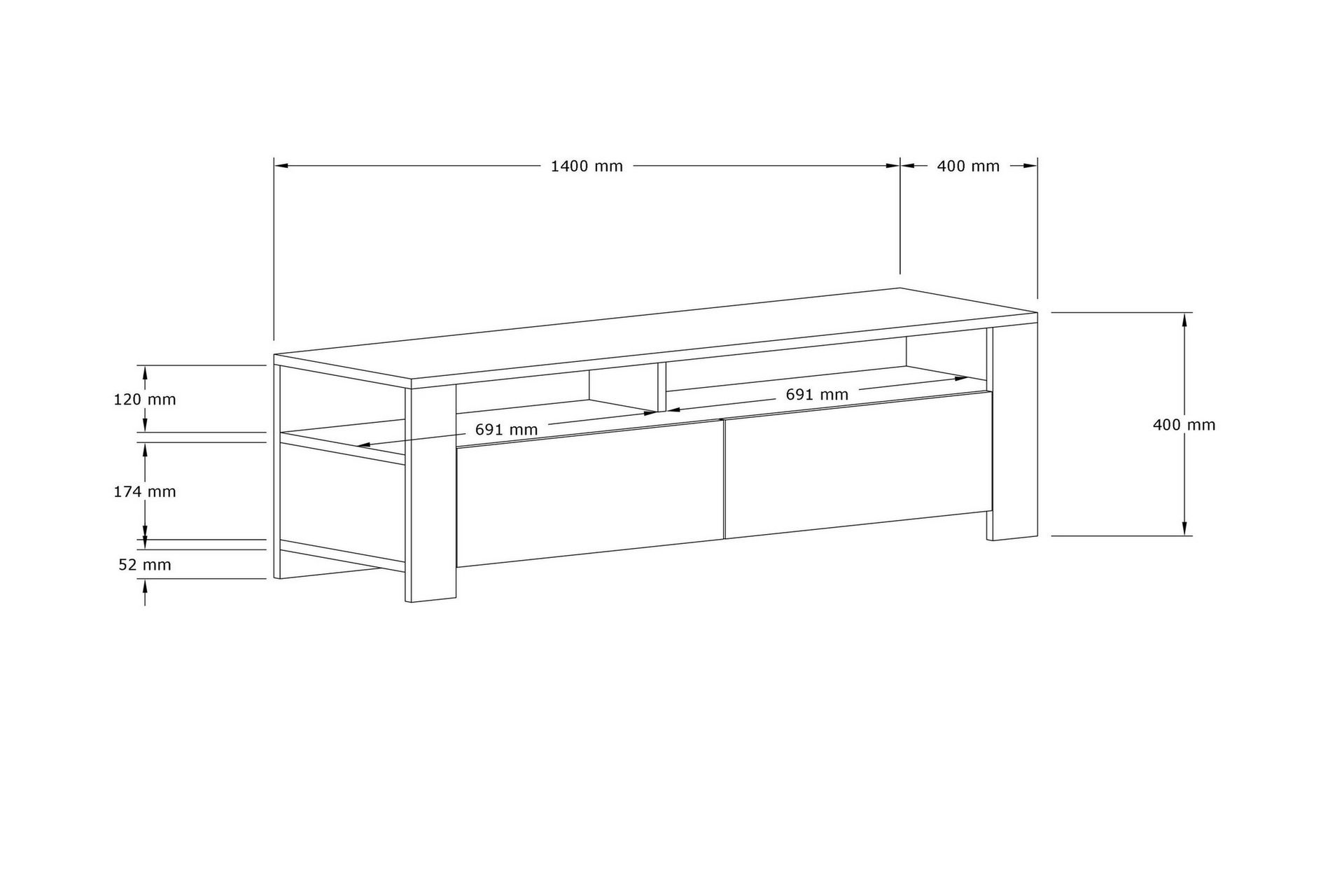 ANRON Tv-bänk 140 cm Antracit - Möbler - Vardagsrum - Tv-möbler & mediamöbler - Tv-bänkar