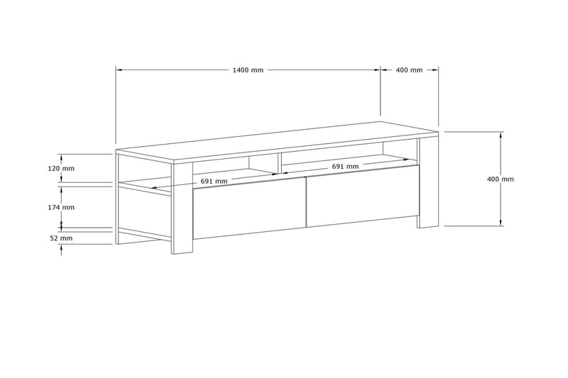 ANRON Tv-bänk 140 cm Antracit - Tv-bänkar