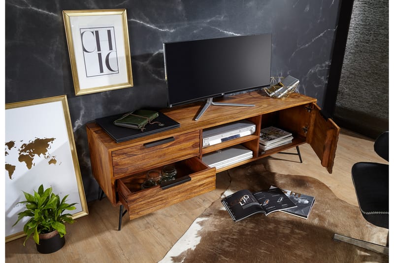 ANTASIA TV-Bänk 160 cm Brun - Möbler - Vardagsrum - Tv-möbler & mediamöbler - Tv-bänkar