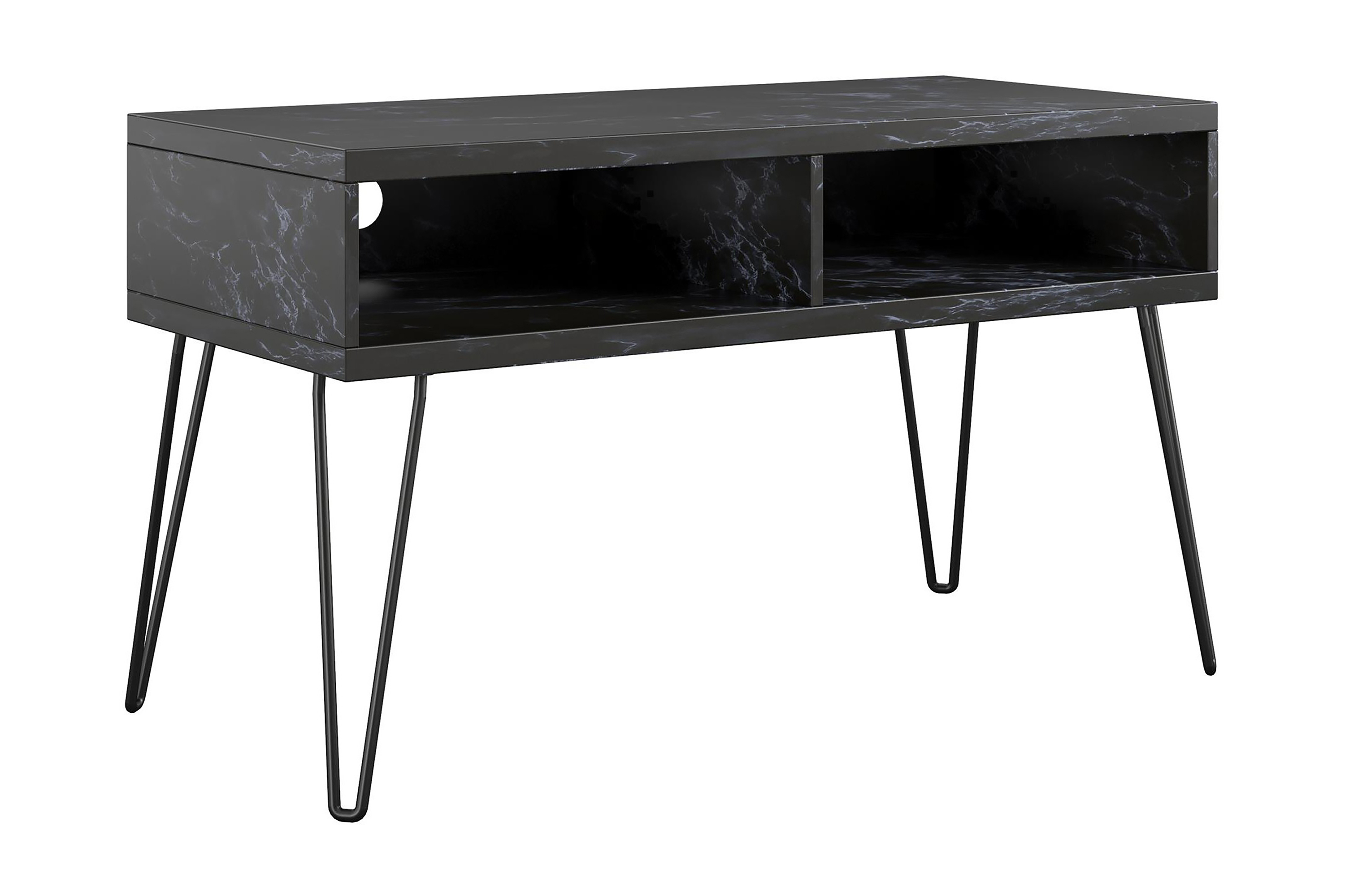 athena tv-bänk 107x50 cm svart/marmormönster - novogratz