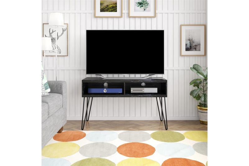 Athena Tv-bänk 107x50 cm Svart/Marmormönster - Novogratz - Möbler - Vardagsrum - Tv-möbler & mediamöbler - Tv-bänkar