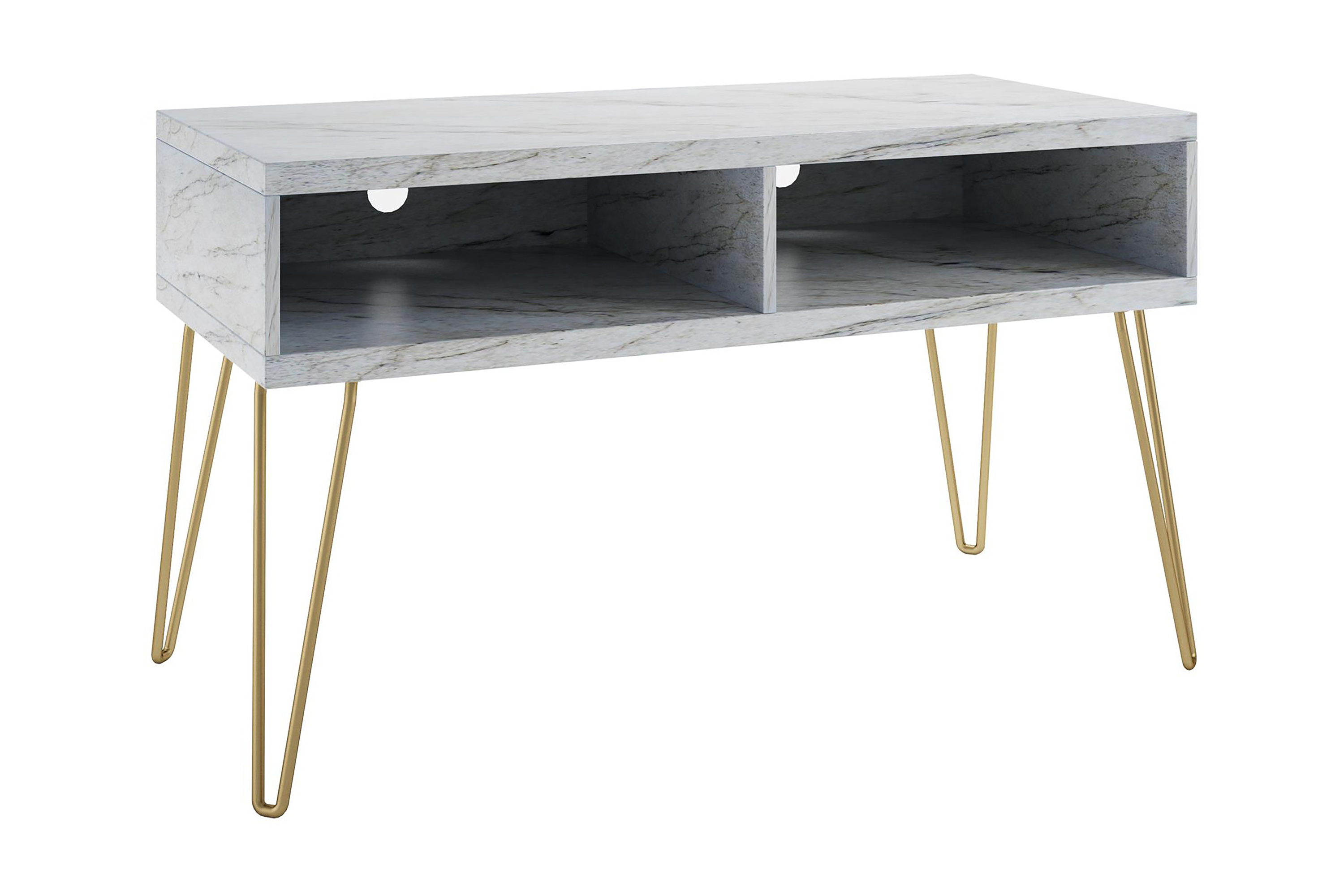 athena tv-bänk 107x50 cm vit/marmormönster - novogratz