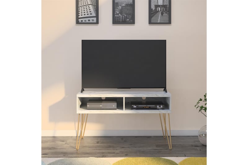 Athena Tv-bänk 107x50 cm Vit/Marmormönster - Novogratz - Möbler - Vardagsrum - Tv-möbler & mediamöbler - Tv-bänkar