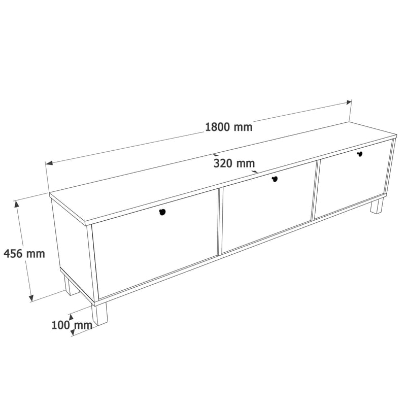 Avero TV-bänk 180x45,6x32 cm - Vitt och ek - Möbler - Vardagsrum - Tv-möbler & mediamöbler - Tv-bänkar