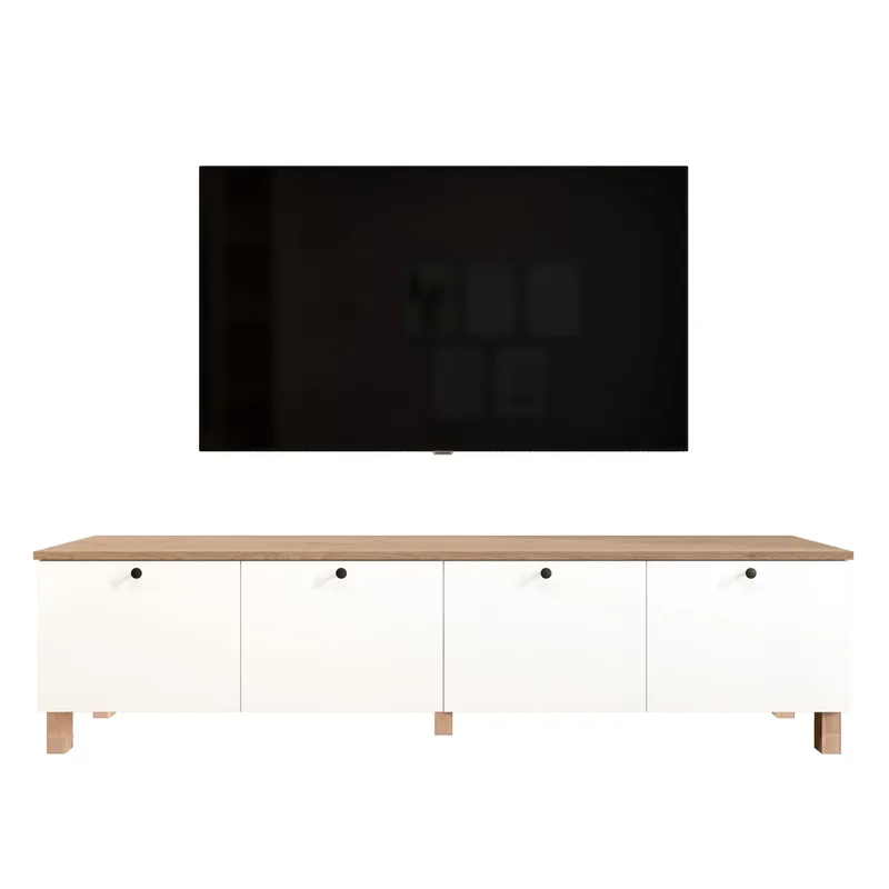 Avero TV-bänk 180x45,6x34,1 cm, Vit och ek